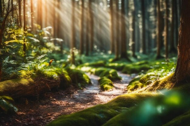 un camino del bosque con un camino en el bosque