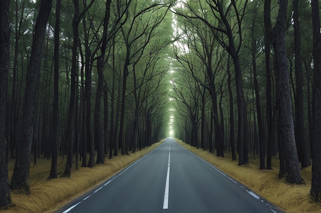 Camino en bosque oscuro