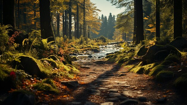 Camino del bosque de otoño