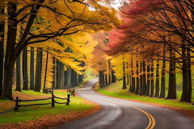 camino en el bosque de otoño