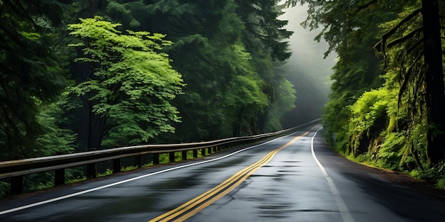 Camino en el bosque de sequoias en California, EE.UU.