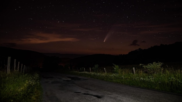 Foto camino del cometa del país