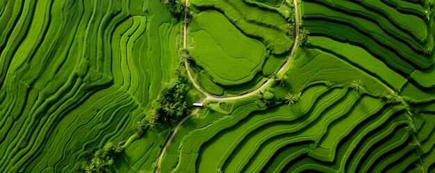 Foto un camino conduce a través de un paisaje verde exuberante