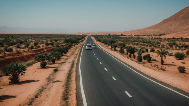 Foto camino del desierto por la fortaleza marroquí