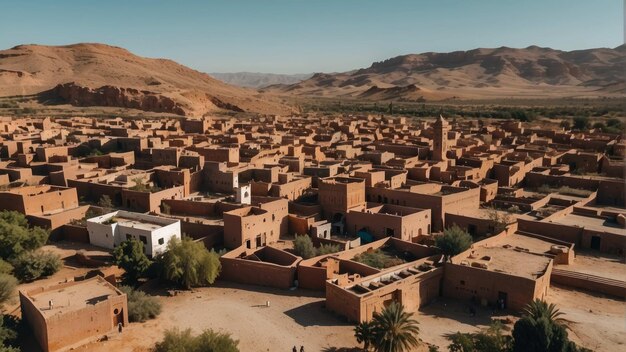 Foto camino del desierto por la fortaleza marroquí