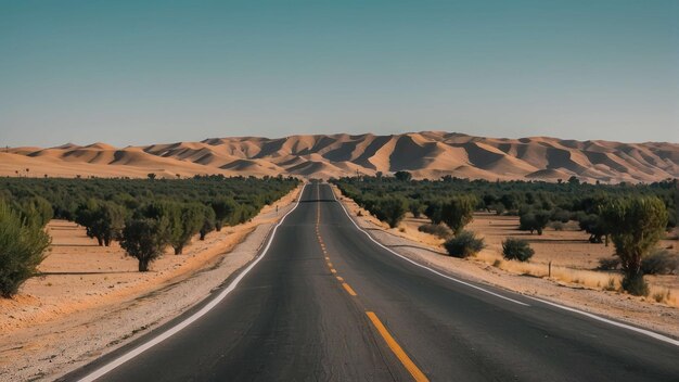 Foto camino del desierto por la fortaleza marroquí