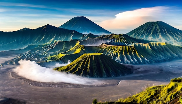 Foto camino directo a los volcanes del monte bromo en el parque nacional bromo tengger semeru java oriental indonesia