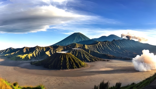 Camino directo a los volcanes del Monte Bromo en el Parque Nacional Bromo Tengger Semeru Java Oriental Indonesia