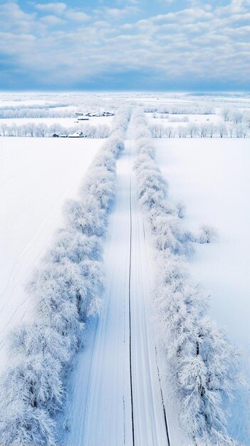 un camino está cubierto de nieve y el camino está vacío