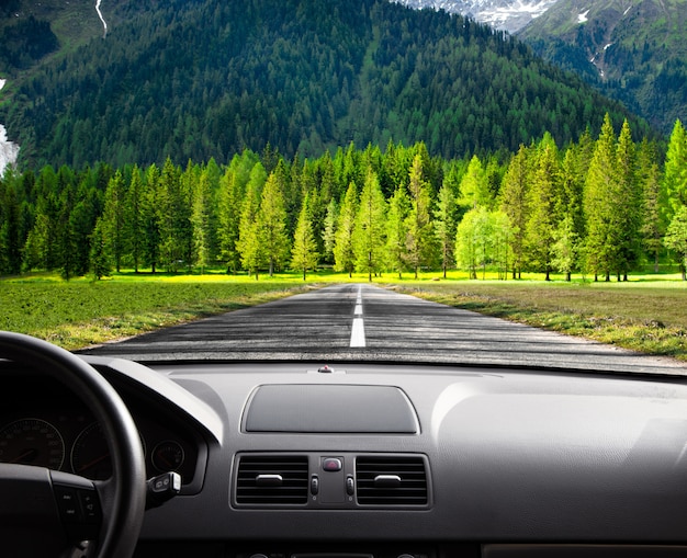 Camino desde el interior del coche