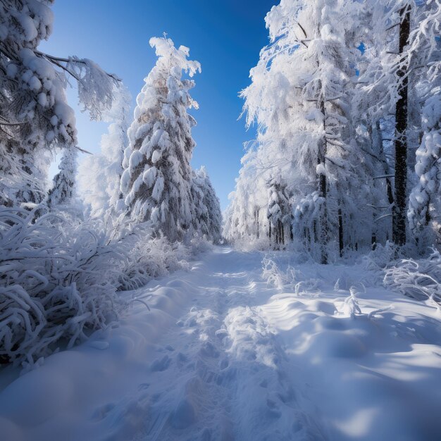 Camino de invierno nevado