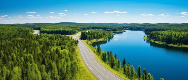 Foto un camino con un lago en el fondo