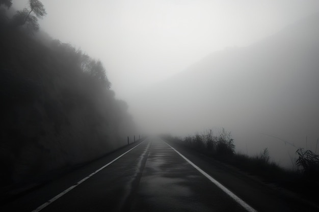 Foto un camino con una línea blanca