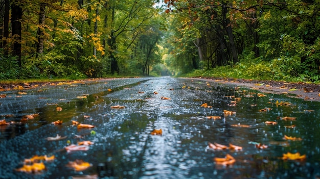 Camino lluvioso, felicidad, senderos húmedos, lluvias serenas, paisaje forestal