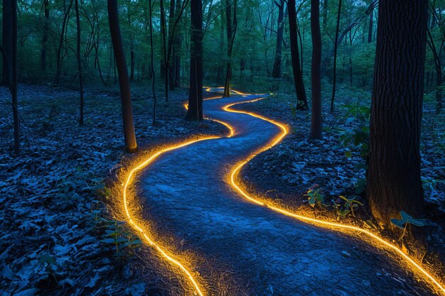 Foto camino luminoso un viaje a través del tiempo y la luz