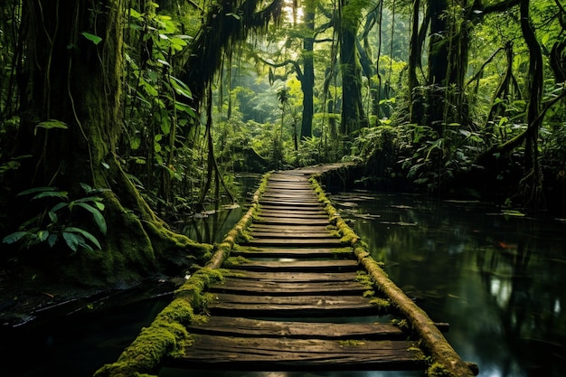Camino de madera en la jungla