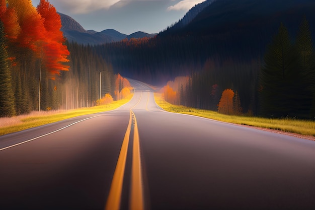 Un camino con una montaña al fondo