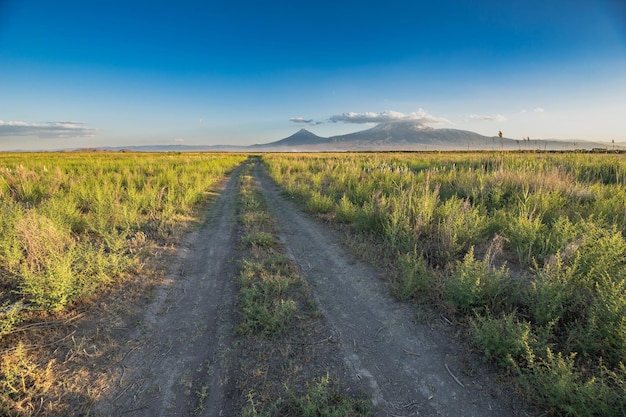 Camino con la montaña de Ararat