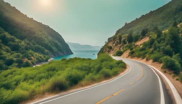 un camino con una montaña en el fondo