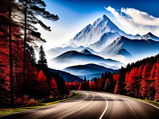 Un camino con montañas al fondo
