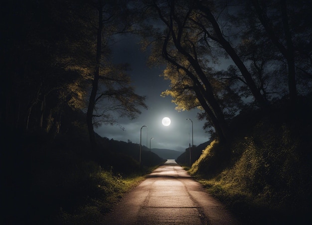 Un camino oscuro en el bosque