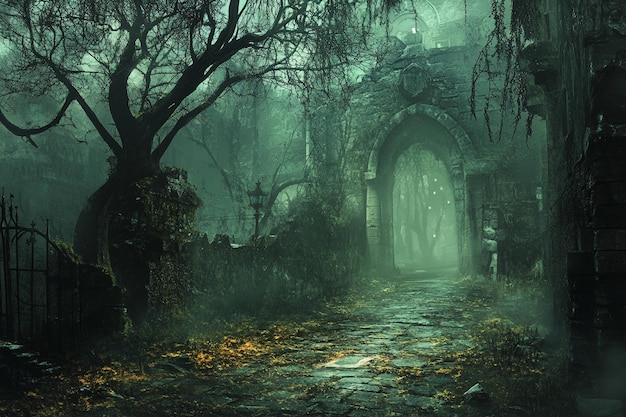 Camino oscuro hacia las ruinas