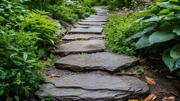 Camino de piedra en el jardín.