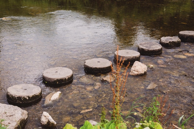 Camino de piedra a través del río