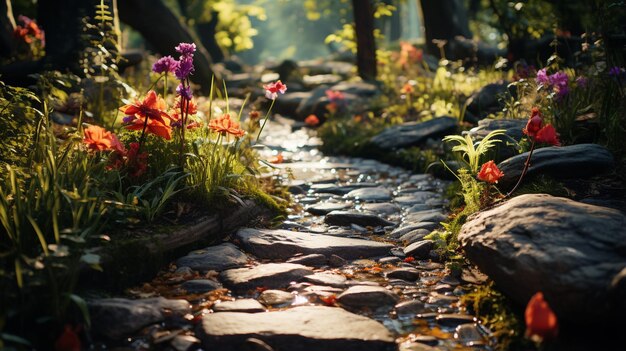 Camino de piedras en el jardín