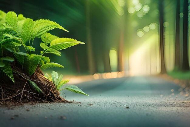 Un camino con una planta creciendo en él