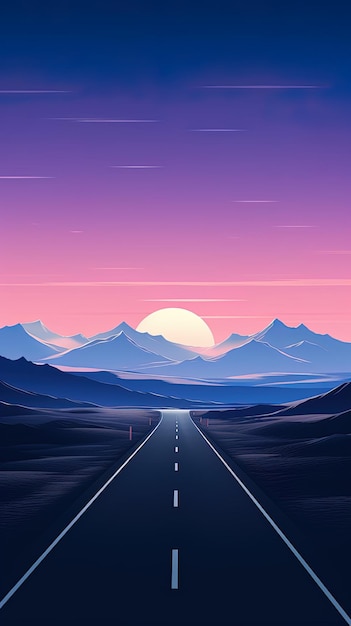 un camino con una puesta de sol en el fondo