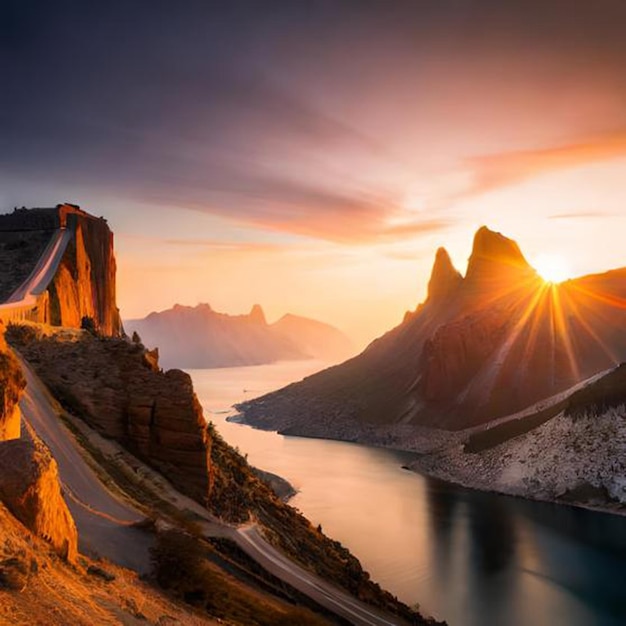 Un camino que tiene el sol brillando sobre él