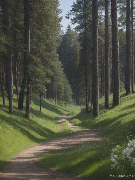 Un camino rural a través de un bosque