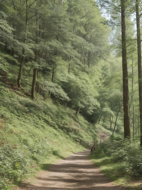 Un camino rural a través de un bosque