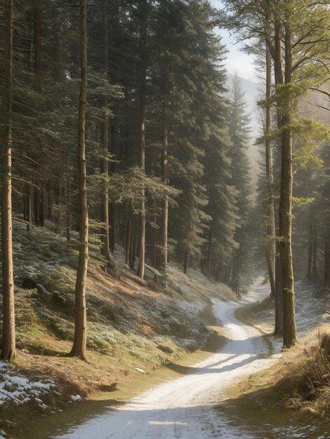 Un camino rural a través de un bosque