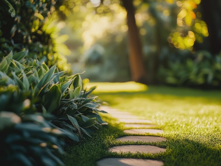 Un camino sereno a través de un jardín tranquilo