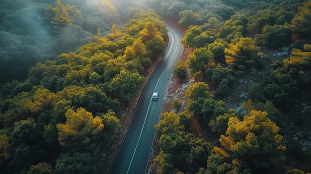 Camino sinuoso en el bosque