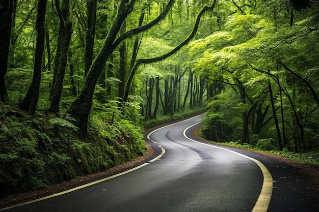 Un camino sinuoso en el bosque