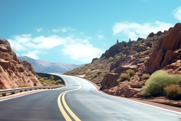 En el camino, un sinuoso camino de montaña hiperdetalle fotografía publicitaria profesional Generado por IA