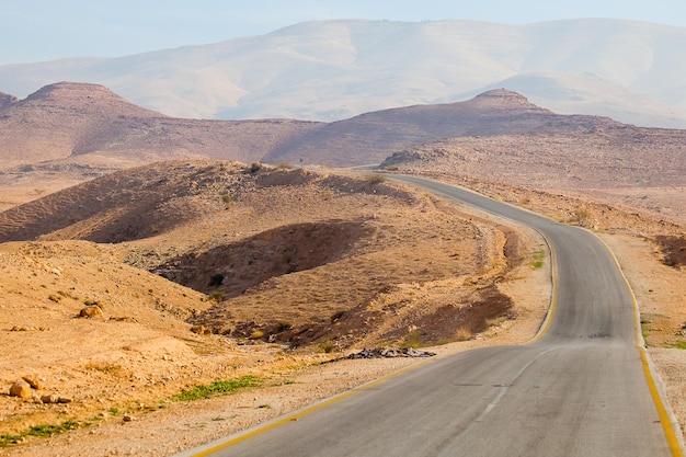 Camino sinuoso en el desierto de Jordania