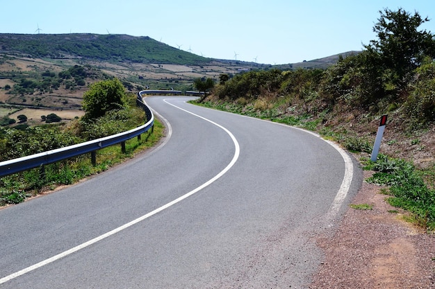 Foto camino sinuoso en un día despejado en verano