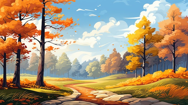 un camino sinuoso a través de un pintoresco bosque de otoño