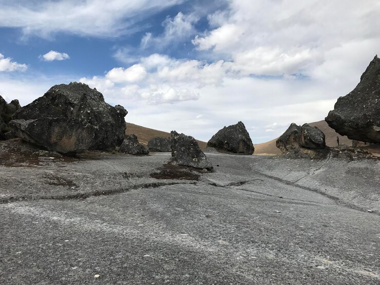 camino sobre las rocas en la llunura de los andes