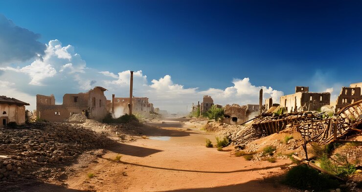 Un camino de tierra con un camino de tierra y un cielo azul con nubes