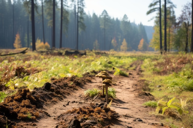 un camino de tierra en el medio de un bosque