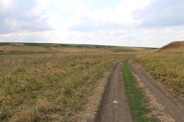 Un camino de tierra a través de un campo
