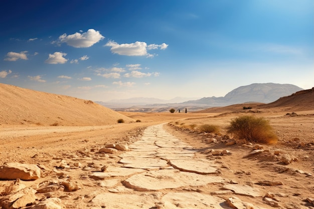 un camino de tierra a través de un desierto