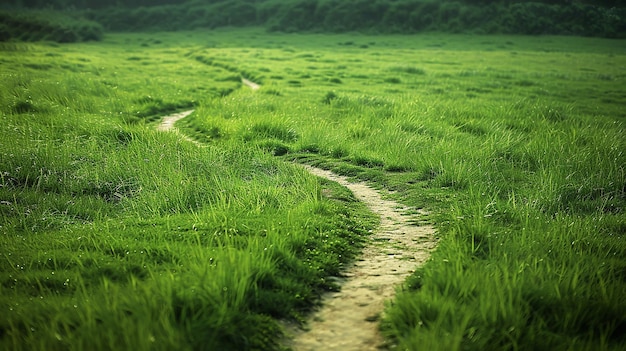 un camino a través de un campo que tiene un camino a partir de él