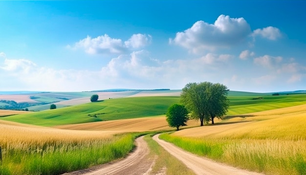 Camino a través del campo verde de verano