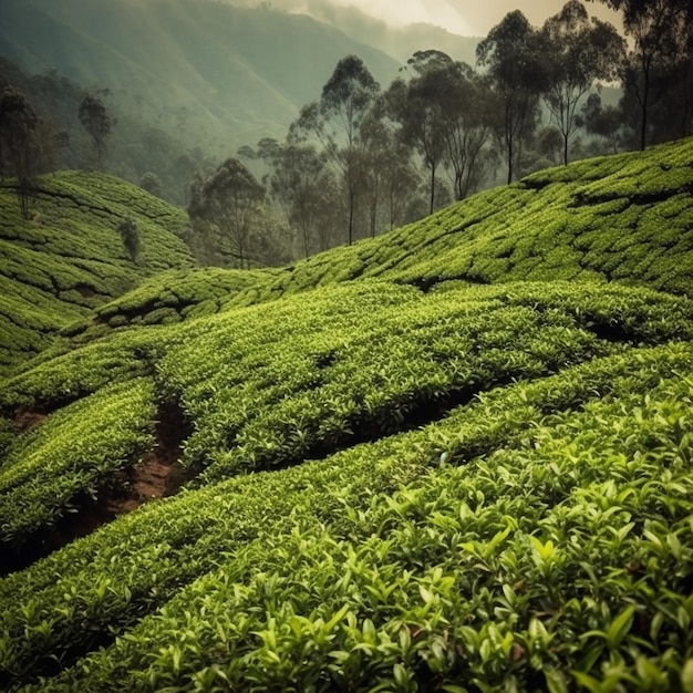 Un camino a través de las plantaciones de té en munnar